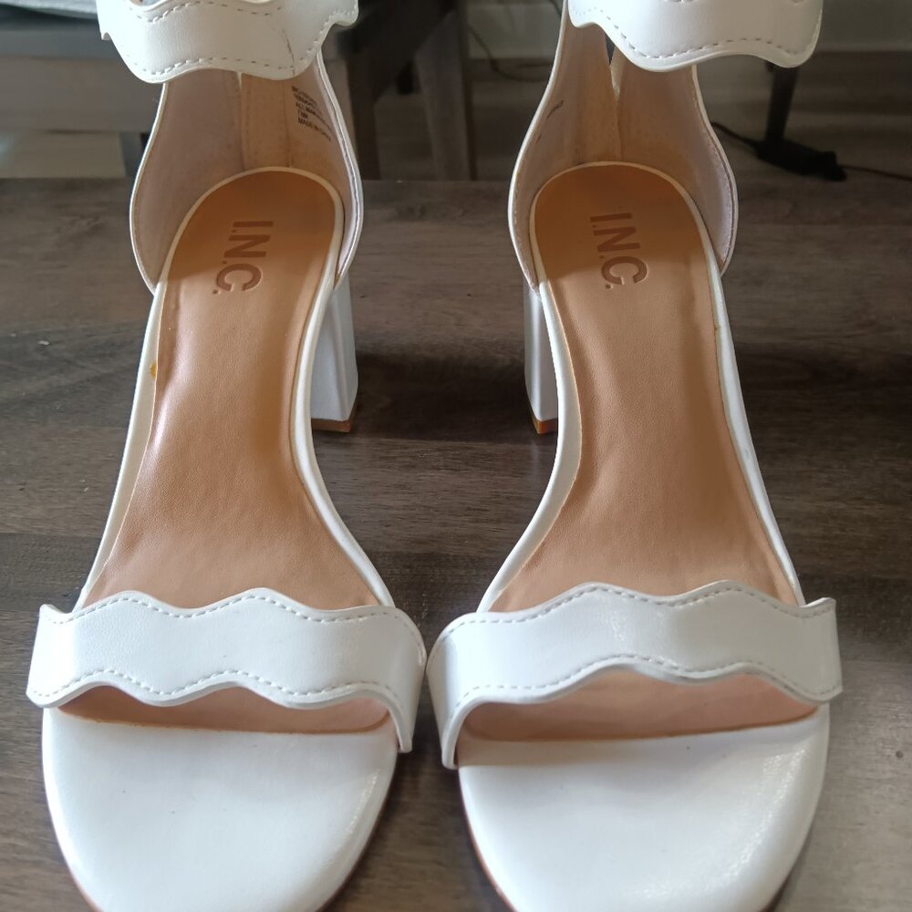 Preowned ankle strap  white sandals  by  INC in size 7.5